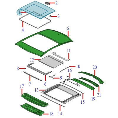 17-20 JAGUAR XE SUNROOF GLASS