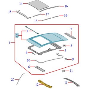 18-24 TOYOTA CAMRY PANORAMIC ROOF PANEL ASSEMBLY
