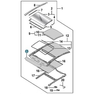 11-16 KIA OPTIMA SUNROOF GLASS (FRONT STATIONARY)