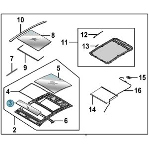 15-17 KIA K900 FRONT SUNROOF GLASS (STATIONARY)