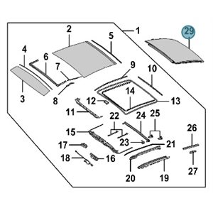 17-21 MERCEDES BENZ E-CLASS SEDAN (213) REAR PANORAMIC SUNROOF GLASS
