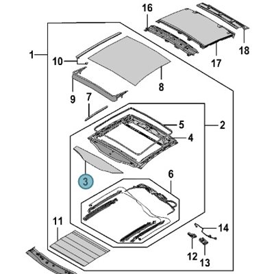 18-23 KIA STINGER FRONT PANORAMIC ROOF GLASS (STATIONARY) 18-23 KIA STINGER FRONT PANORAMIC ROOF GLASS (STATIONARY)