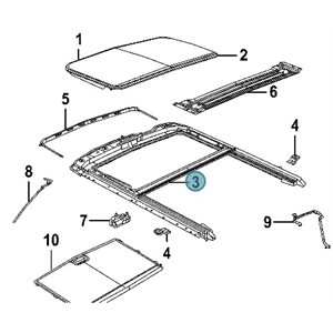 07-10 CHRYSLER SEBRING / 11-14 200 / 07-11 NITRO / 07-10 COMPASS / 07-17 PATRIOT / 07-12 CALIBER / 08-14 AVENGER / 08-12 LIBERTY / 09-18 JOURNEY SUNROOF FRAME ASSEMBLY